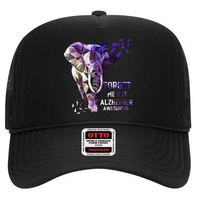 Forget Me Not Alzheimer Awareness High Crown Mesh Back Trucker Hat