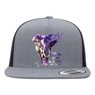 Forget Me Not Alzheimer Awareness Flat Bill Trucker Hat