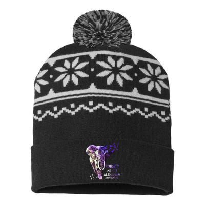 Forget Me Not Alzheimer Awareness USA-Made Snowflake Beanie