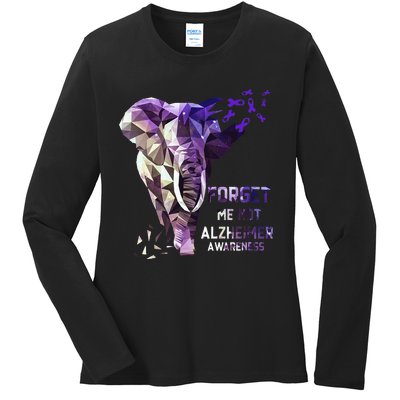 Forget Me Not Alzheimer Awareness Ladies Long Sleeve Shirt