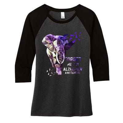 Forget Me Not Alzheimer Awareness Women's Tri-Blend 3/4-Sleeve Raglan Shirt