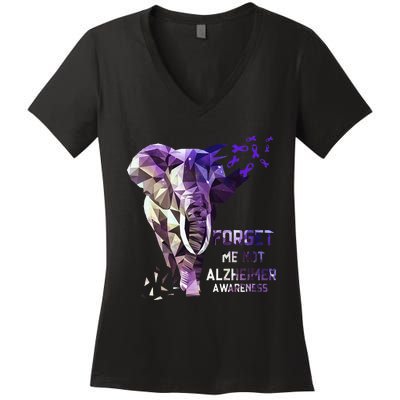 Forget Me Not Alzheimer Awareness Women's V-Neck T-Shirt