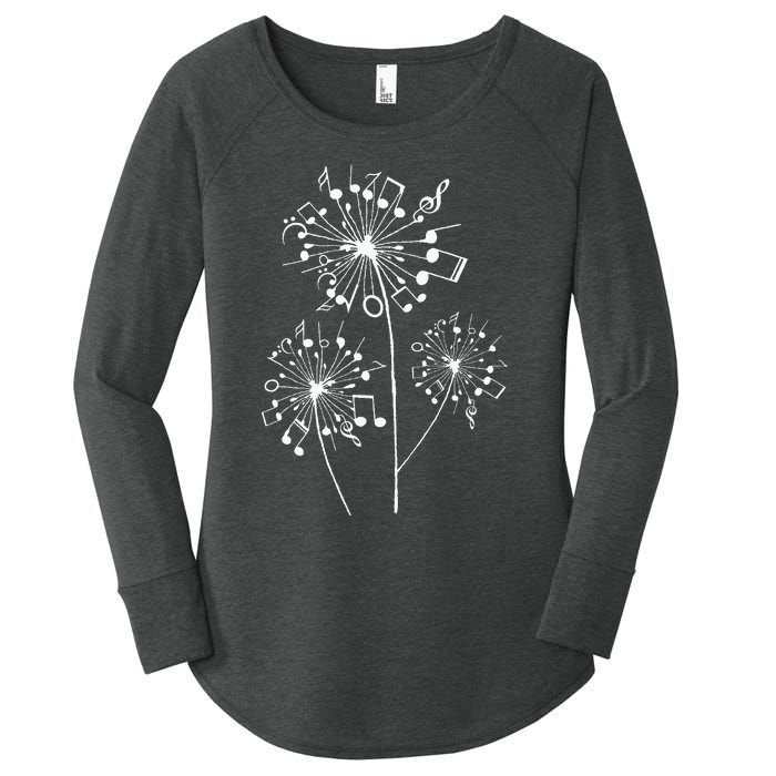 Funny Music Notes Gift For Men Women Cool Dandelion Flower Women's Perfect Tri Tunic Long Sleeve Shirt