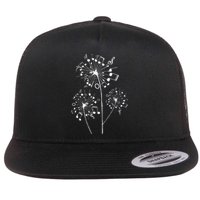 Funny Music Notes Gift For Men Women Cool Dandelion Flower Flat Bill Trucker Hat