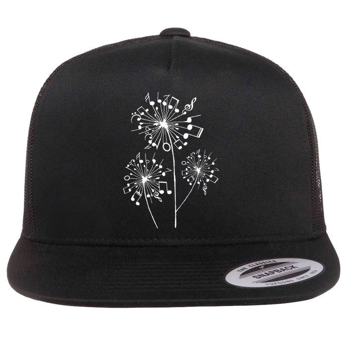 Funny Music Notes Gift For Men Women Cool Dandelion Flower Flat Bill Trucker Hat