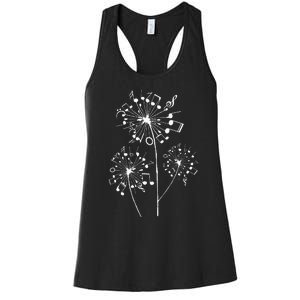 Funny Music Notes Gift For Men Women Cool Dandelion Flower Women's Racerback Tank