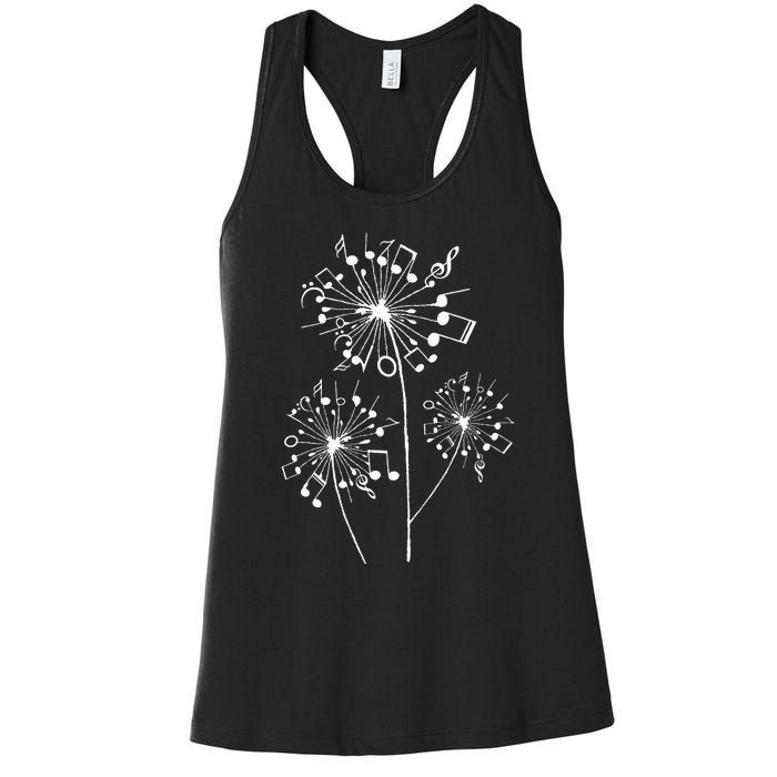 Funny Music Notes Gift For Men Women Cool Dandelion Flower Women's Racerback Tank