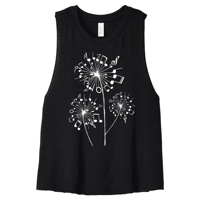 Funny Music Notes Gift For Men Women Cool Dandelion Flower Women's Racerback Cropped Tank