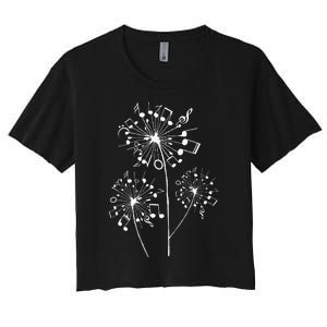 Funny Music Notes Gift For Men Women Cool Dandelion Flower Women's Crop Top Tee