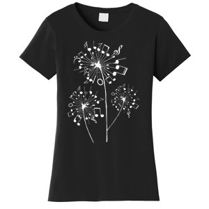 Funny Music Notes Gift For Men Women Cool Dandelion Flower Women's T-Shirt