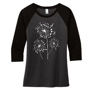 Funny Music Notes Gift For Men Women Cool Dandelion Flower Women's Tri-Blend 3/4-Sleeve Raglan Shirt