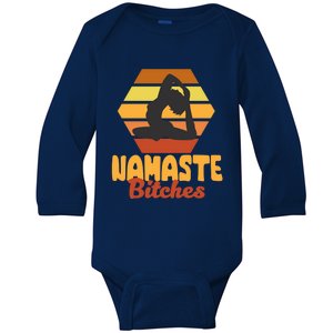 Funny Meditation Namaste Bitches For Yoga Lover Gift Baby Long Sleeve Bodysuit