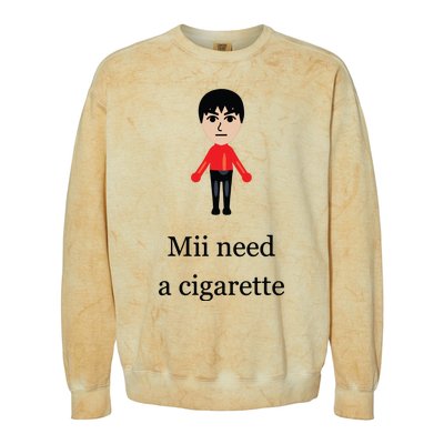 Funny Mii Need A Cigarette Colorblast Crewneck Sweatshirt