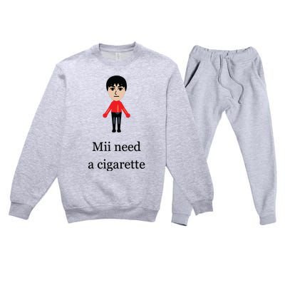 Funny Mii Need A Cigarette Premium Crewneck Sweatsuit Set