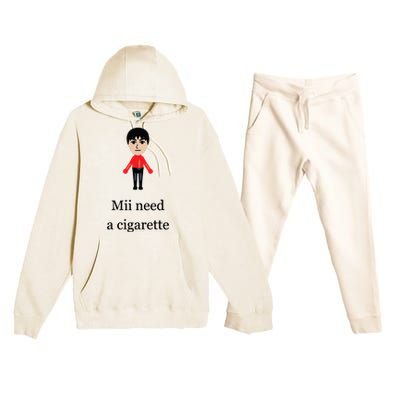 Funny Mii Need A Cigarette Premium Hooded Sweatsuit Set