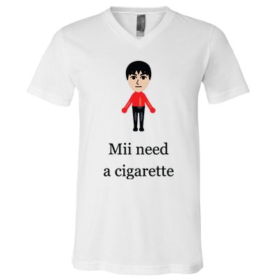 Funny Mii Need A Cigarette V-Neck T-Shirt