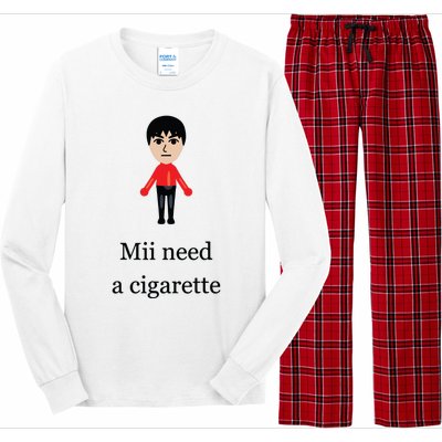 Funny Mii Need A Cigarette Long Sleeve Pajama Set