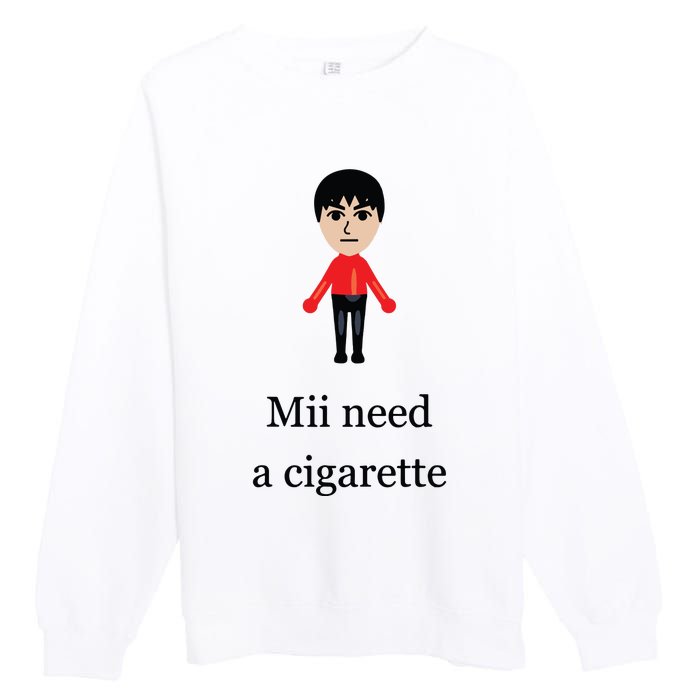 Funny Mii Need A Cigarette Premium Crewneck Sweatshirt