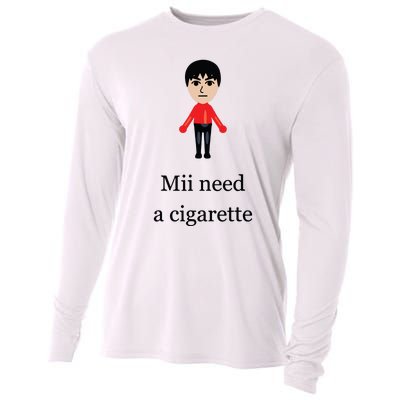 Funny Mii Need A Cigarette Cooling Performance Long Sleeve Crew