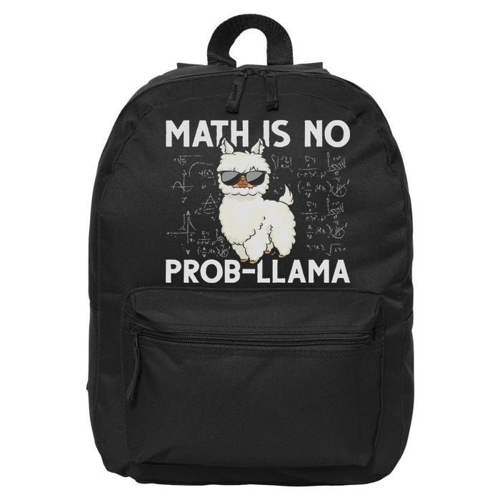 Funny Math Nerd Geek Llama Animal Alpaca Mathematician Math 16 in Basic Backpack