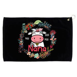 Funny Moo Nana Cute Cow Bow Tie Flowers Happy Mother's Day Grommeted Golf Towel