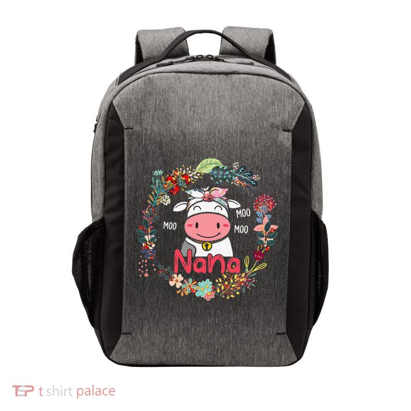 Funny Moo Nana Cute Cow Bow Tie Flowers Happy Mother's Day Vector Backpack