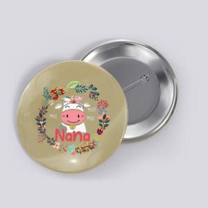 Funny Moo Nana Cute Cow Bow Tie Flowers Happy Mother's Day Button