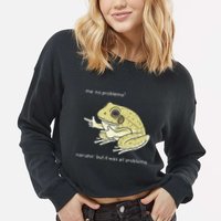 Frog Me No Problemo Narrator But It Was All Problemo Cropped Pullover Crew