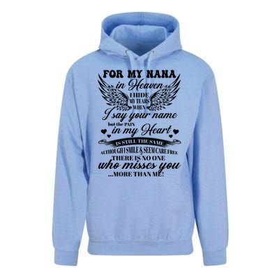 For My Nana In Heaven I Hide My Tears When I Say Your Name Gift Unisex Surf Hoodie