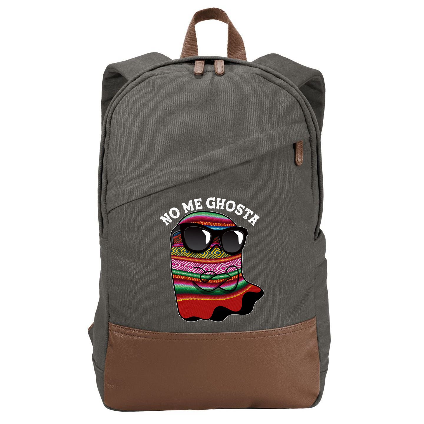 Funny Mexican No Me Ghosta Halloween Ghost Cotton Canvas Backpack