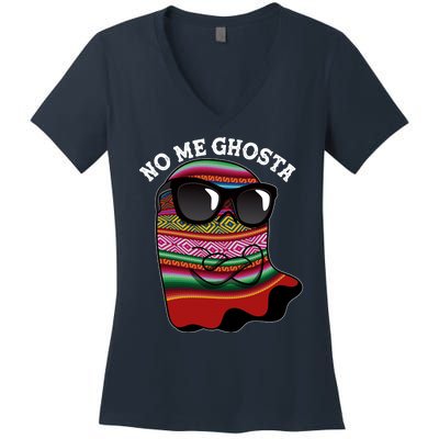 Funny Mexican No Me Ghosta Halloween Ghost Women's V-Neck T-Shirt