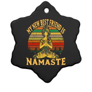 Funny My New Best Friend Is Namaste Yoga Addict Gift Ceramic Star Ornament