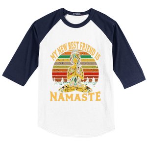 Funny My New Best Friend Is Namaste Yoga Addict Gift Baseball Sleeve Shirt