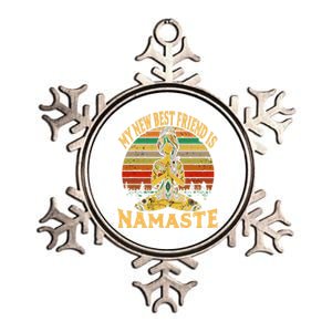 Funny My New Best Friend Is Namaste Yoga Addict Gift Metallic Star Ornament