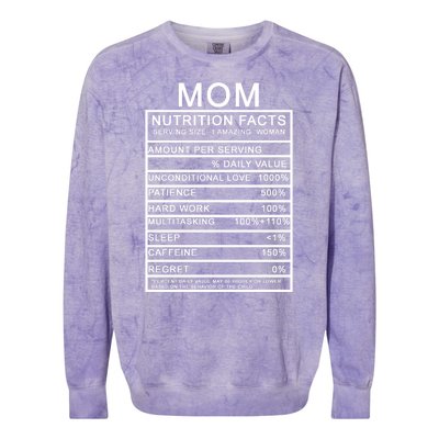 Funny Mom Nutrition Facts Colorblast Crewneck Sweatshirt