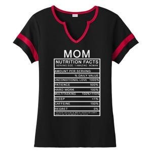 Funny Mom Nutrition Facts Ladies Halftime Notch Neck Tee