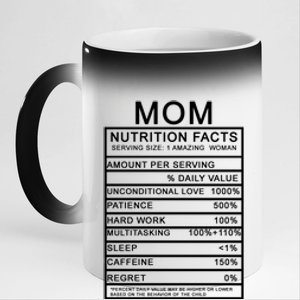 Funny Mom Nutrition Facts 11oz Black Color Changing Mug