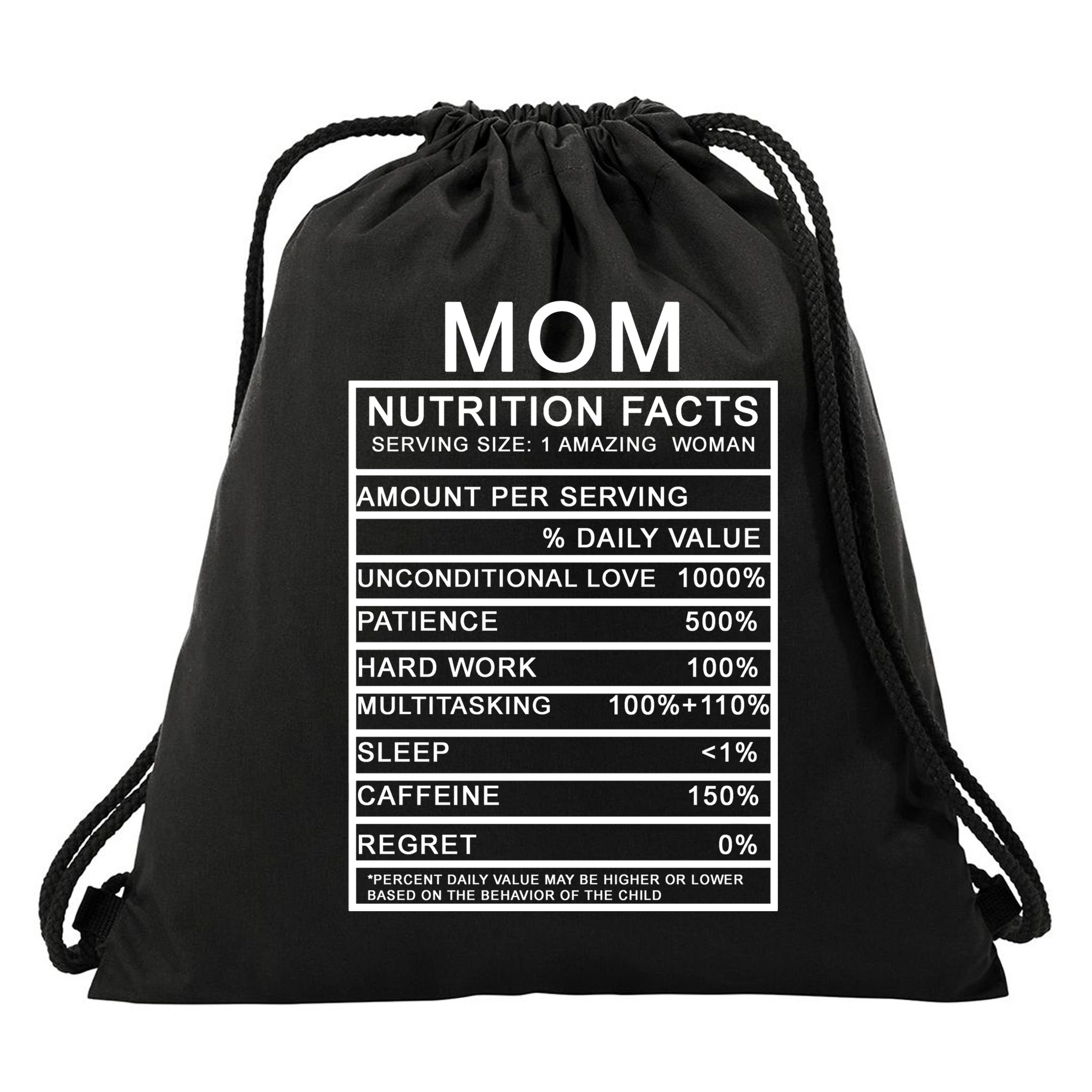 Funny Mom Nutrition Facts Drawstring Bag