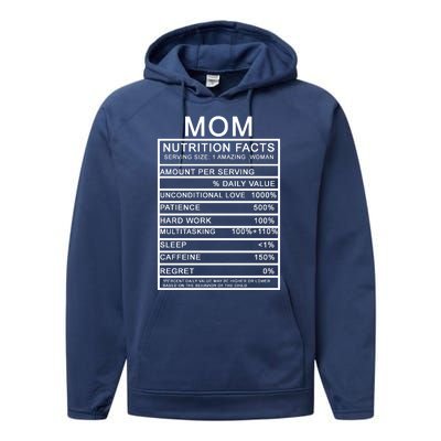 Funny Mom Nutrition Facts Performance Fleece Hoodie