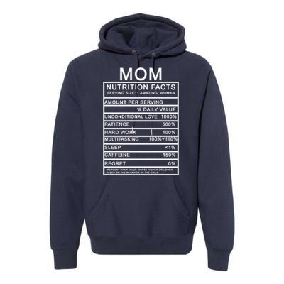 Funny Mom Nutrition Facts Premium Hoodie