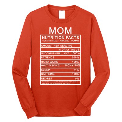 Funny Mom Nutrition Facts Long Sleeve Shirt