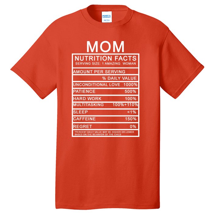 Funny Mom Nutrition Facts Tall T-Shirt