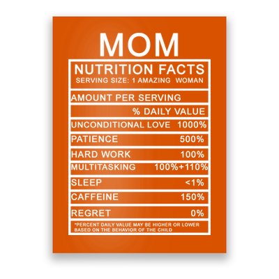 Funny Mom Nutrition Facts Poster