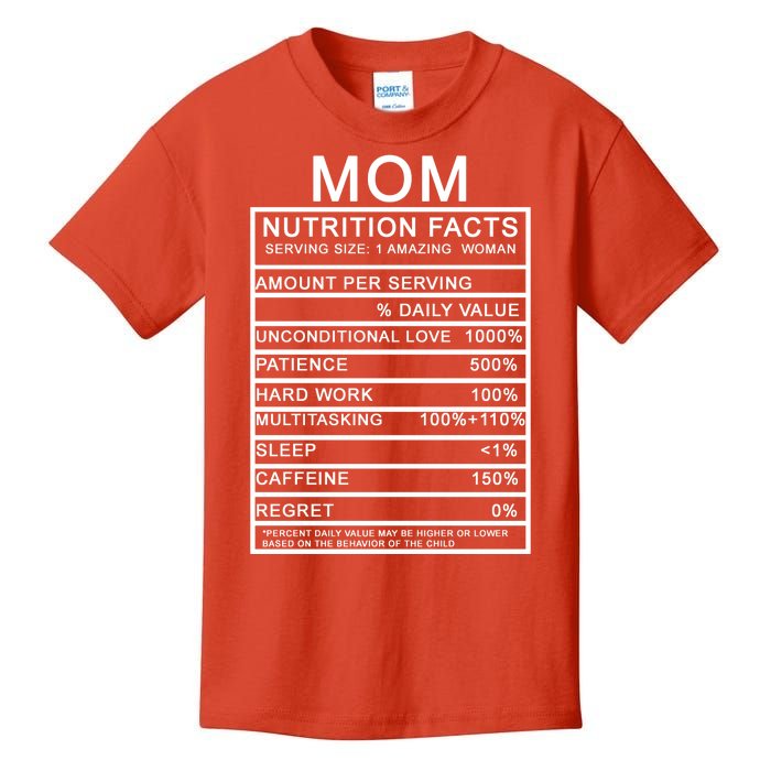 Funny Mom Nutrition Facts Kids T-Shirt