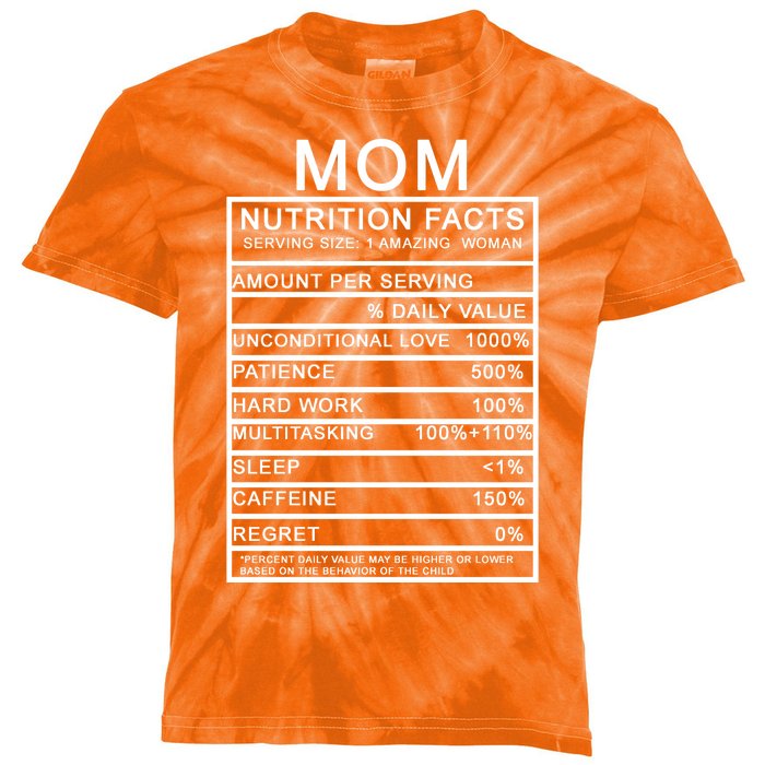 Funny Mom Nutrition Facts Kids Tie-Dye T-Shirt