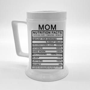 Funny Mom Nutrition Facts Beer Stein