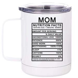 Funny Mom Nutrition Facts 12 oz Stainless Steel Tumbler Cup