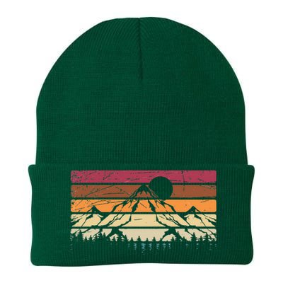 Forest Mountain Outdoors Nature Wildlife Trees Retro Hiking Knit Cap Winter Beanie