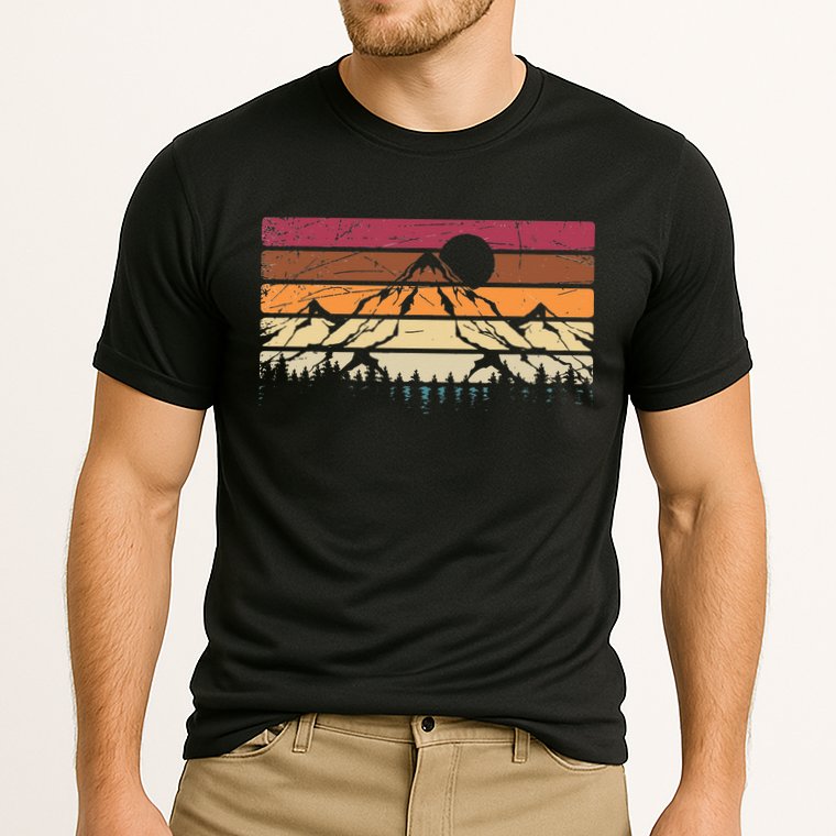 Forest Mountain Outdoors Nature Wildlife Trees Retro Hiking Cooling Performance Crew T-Shirt