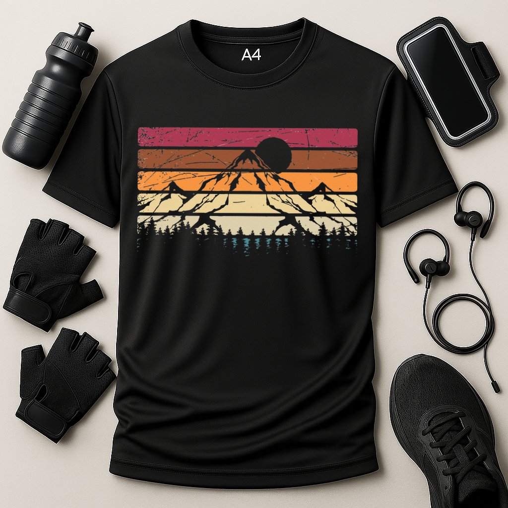 Forest Mountain Outdoors Nature Wildlife Trees Retro Hiking Cooling Performance Crew T-Shirt